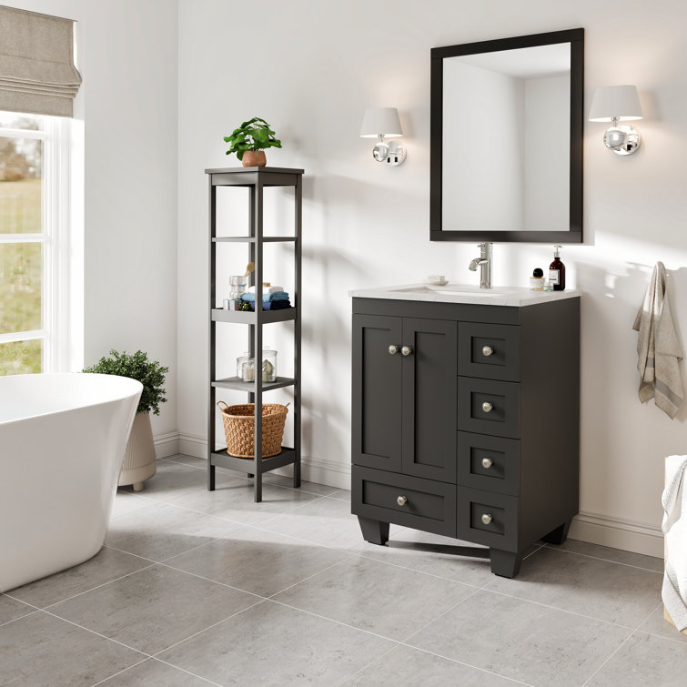 White 24" Bathroom Vanity with Carrara Quartz Top and Sink