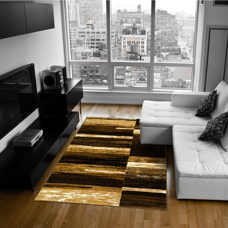 Chocolate and Beige Abstract Rectangular Rug 60" x 84"
