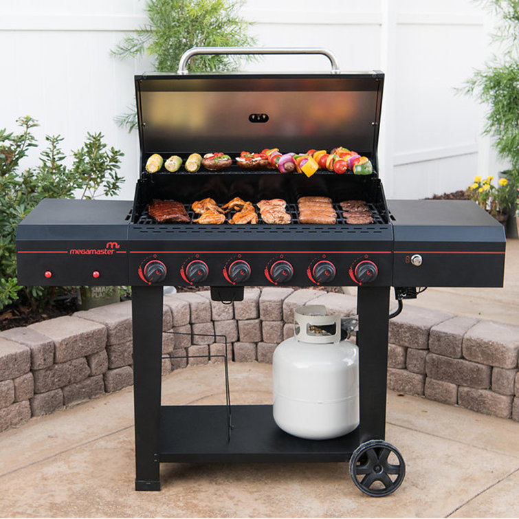Megamaster 6-Burner Black Stainless Steel Propane Gas Grill