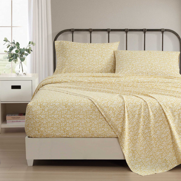 Norella Pink Floral Cotton Percale Full Sheet Set