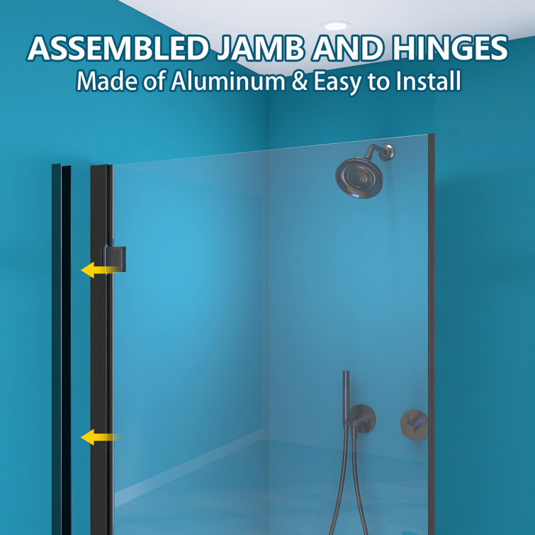 Matte Black 33'' Frameless Pivot Shower Door with Clear Glass