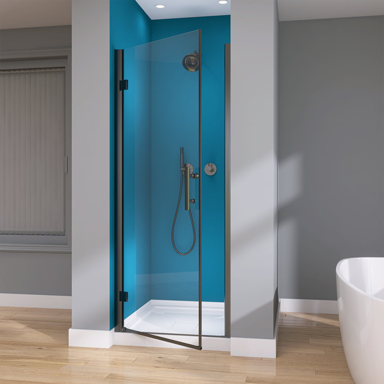 Matte Black 33'' Frameless Pivot Shower Door with Clear Glass