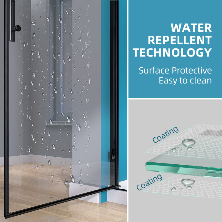 Matte Black 33'' Frameless Pivot Shower Door with Clear Glass