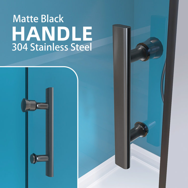 Matte Black 33'' Frameless Pivot Shower Door with Clear Glass