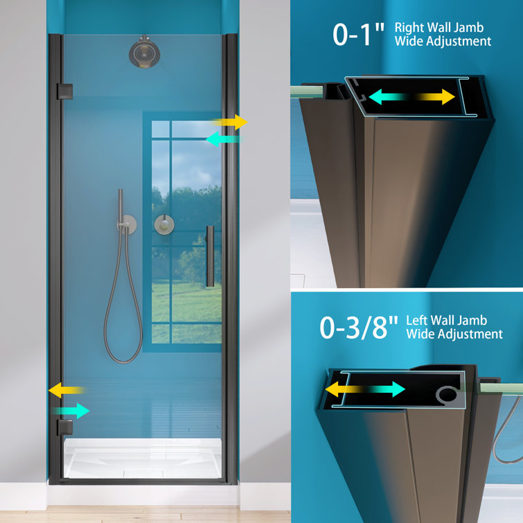 Matte Black 33'' Frameless Pivot Shower Door with Clear Glass