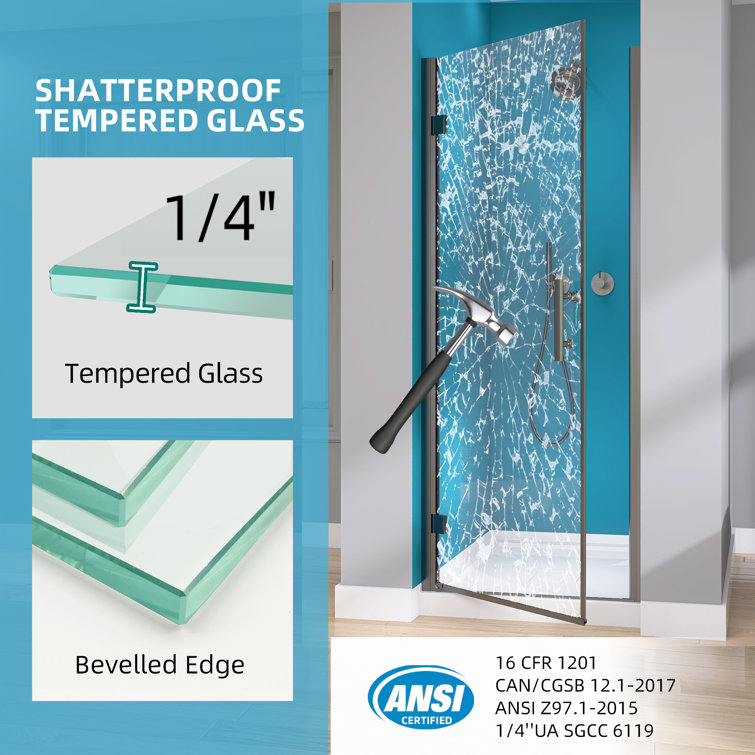 Matte Black 33'' Frameless Pivot Shower Door with Clear Glass
