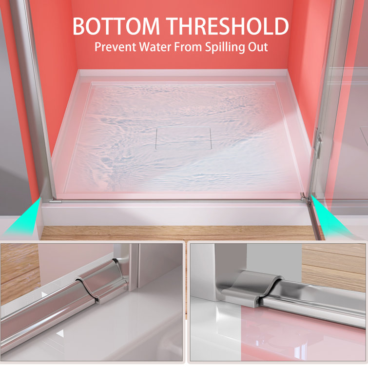 Chrome Frameless Pivot Shower Door with Clear Tempered Glass