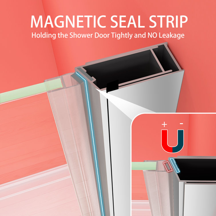 Matte Black Semi-Frameless Pivot Shower Door with Clear Glass