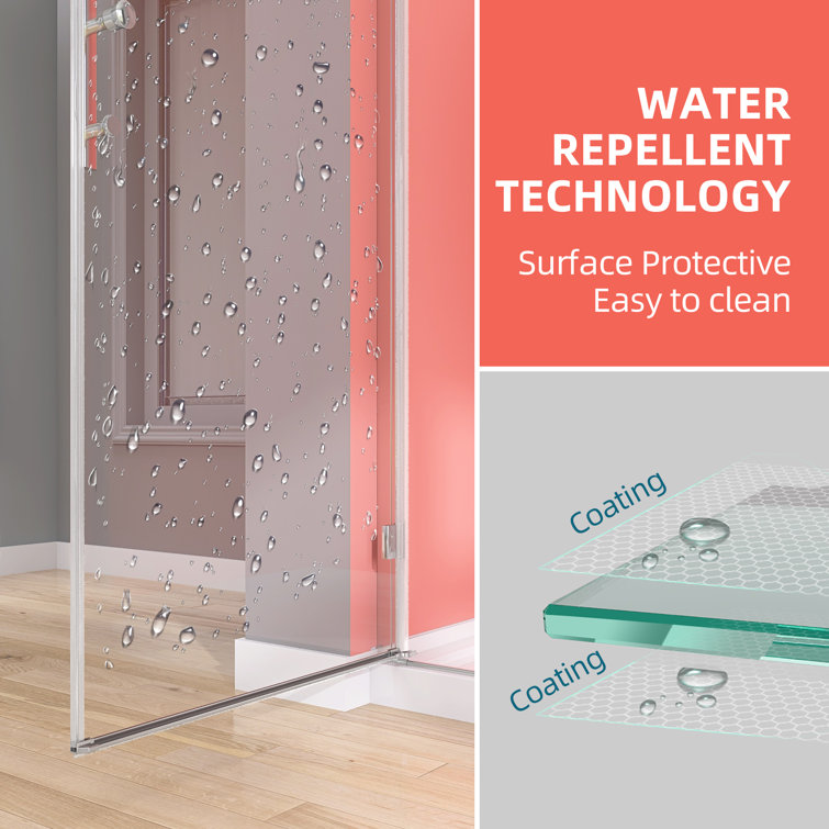 Matte Black Semi-Frameless Pivot Shower Door with Clear Glass