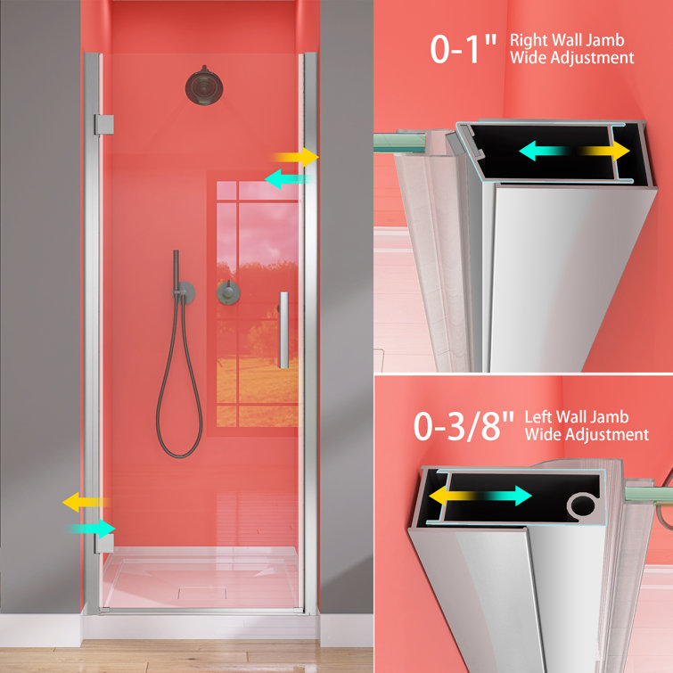 Matte Black Semi-Frameless Pivot Shower Door with Clear Glass