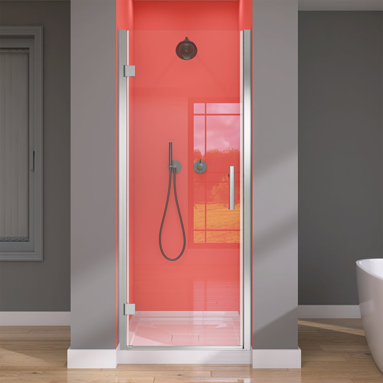Matte Black Semi-Frameless Pivot Shower Door with Clear Glass
