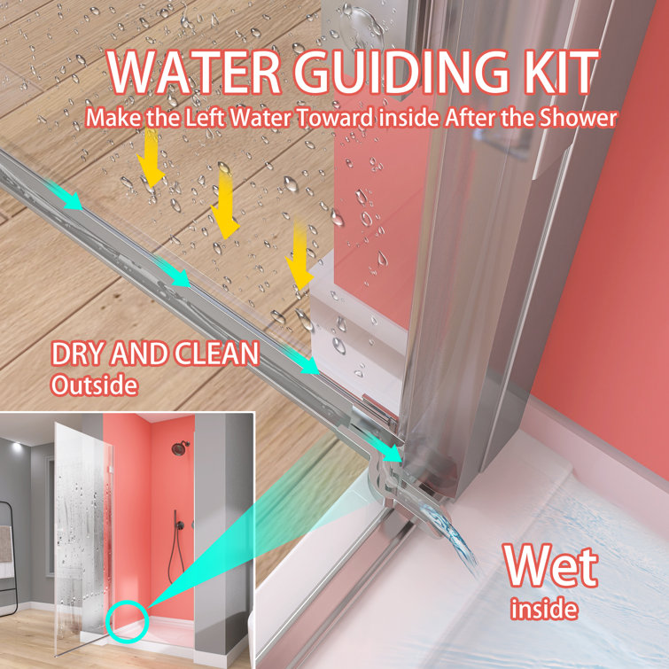 Matte Black Semi-Frameless Pivot Shower Door with Clear Glass