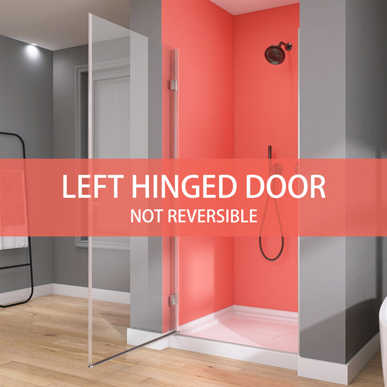 Matte Black Frameless Pivot Shower Door with Clear Tempered Glass