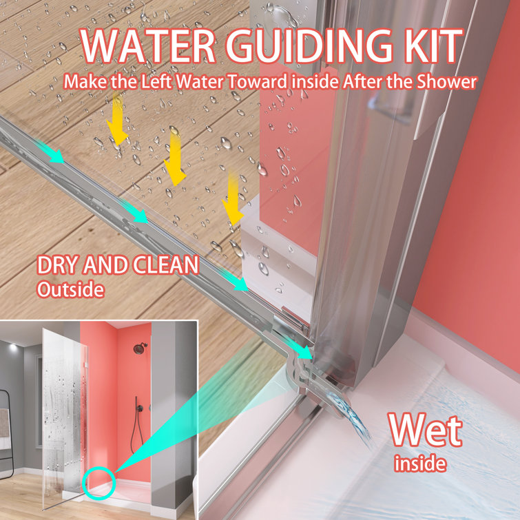 Matte Black Frameless Pivot Shower Door with Clear Tempered Glass