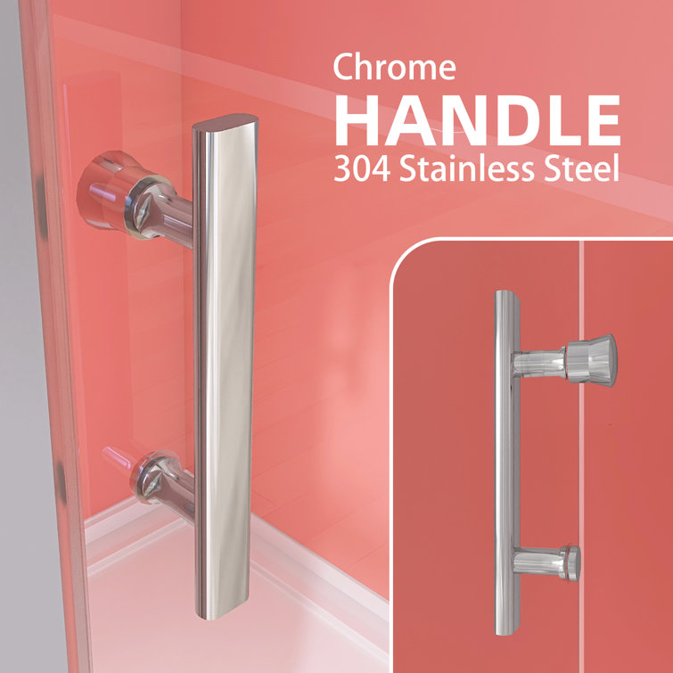Chrome Frameless Pivot Shower Door with Clear Tempered Glass