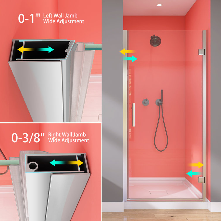 Chrome Frameless Pivot Shower Door with Clear Tempered Glass