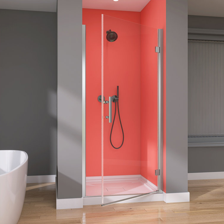 Chrome Frameless Pivot Shower Door with Clear Tempered Glass