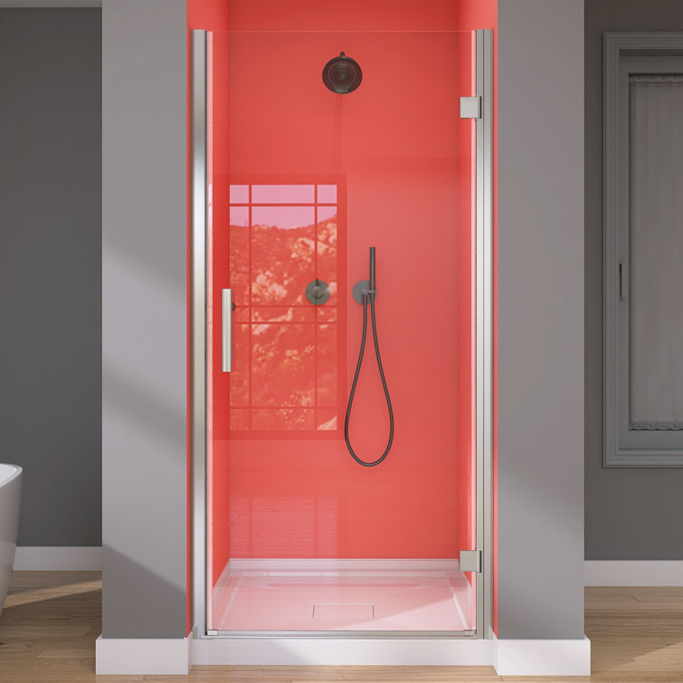 Chrome Frameless Pivot Shower Door with Clear Tempered Glass
