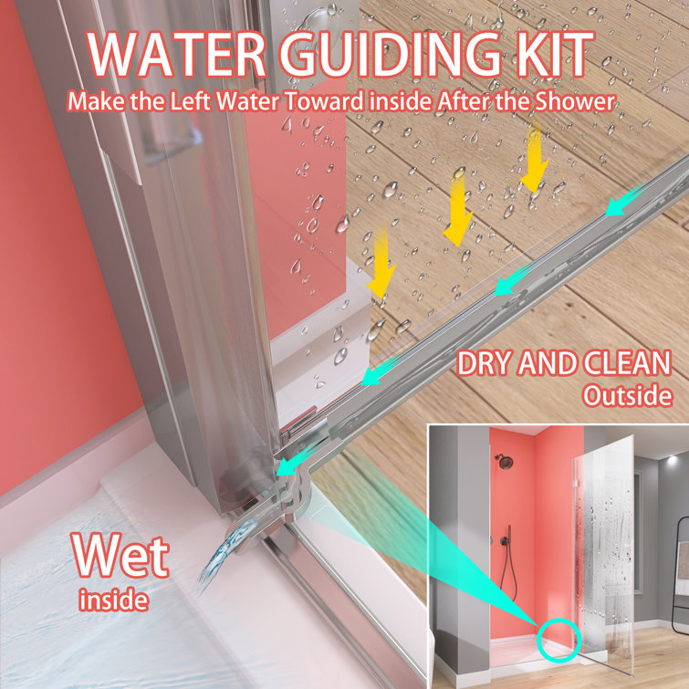 Chrome Frameless Pivot Shower Door with Clear Tempered Glass