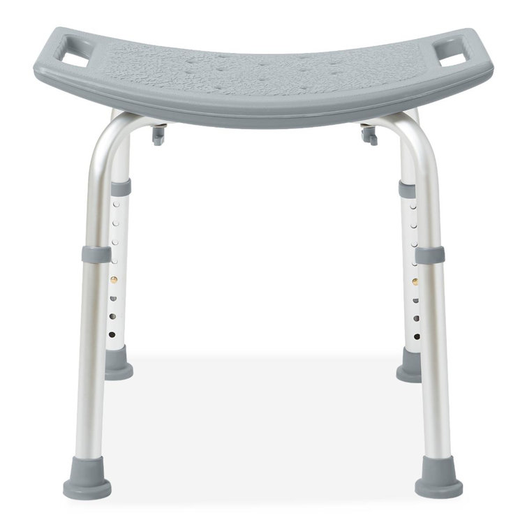 Adjustable Height Gray Plastic Backless Shower Chair