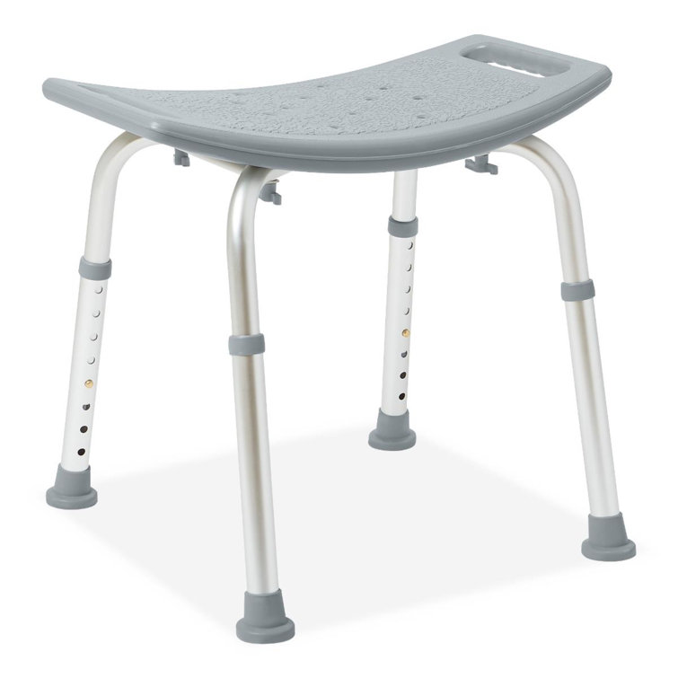 Adjustable Height Gray Plastic Backless Shower Chair