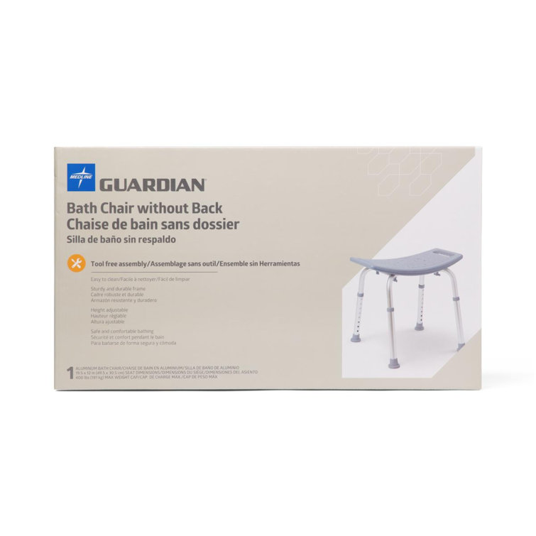 Adjustable Height Gray Plastic Backless Shower Chair