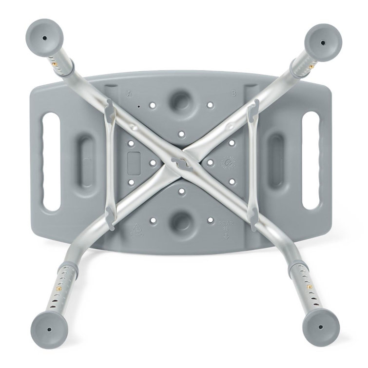 Adjustable Height Gray Plastic Backless Shower Chair