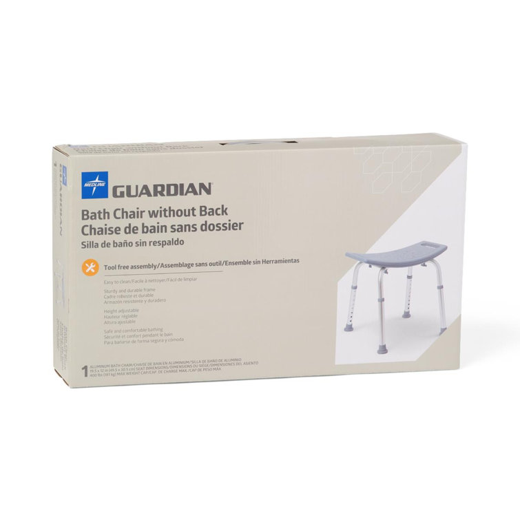 Adjustable Height Gray Plastic Backless Shower Chair