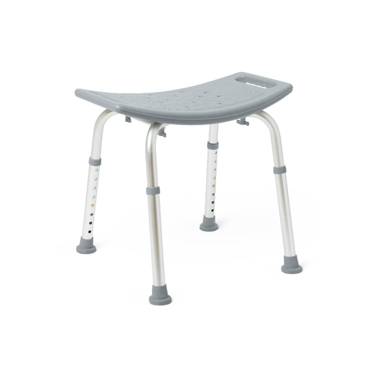 Adjustable Height Gray Plastic Backless Shower Chair