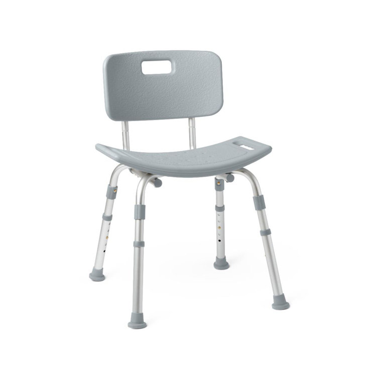 Gray Adjustable Height Shower Chair with Back Support