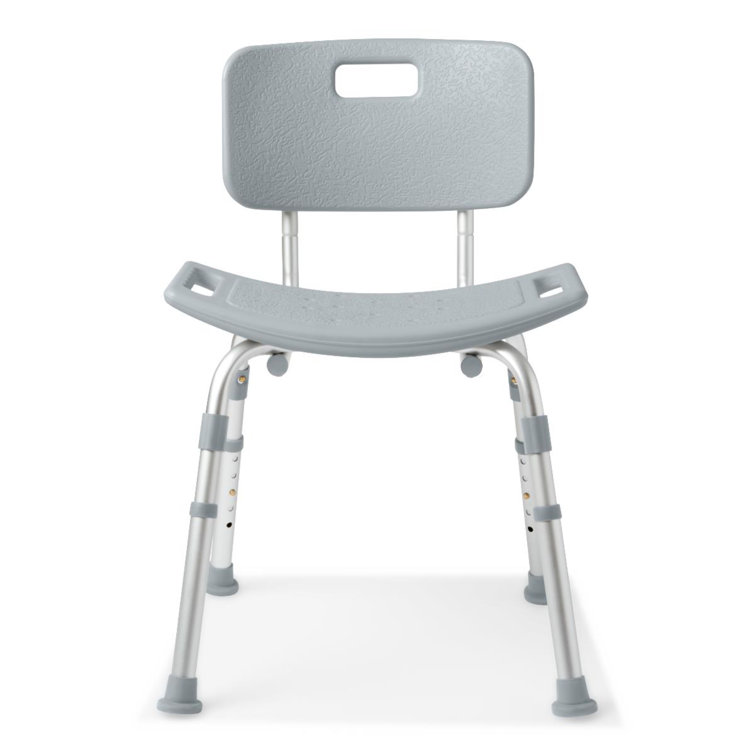 Gray Adjustable Height Shower Chair with Back Support