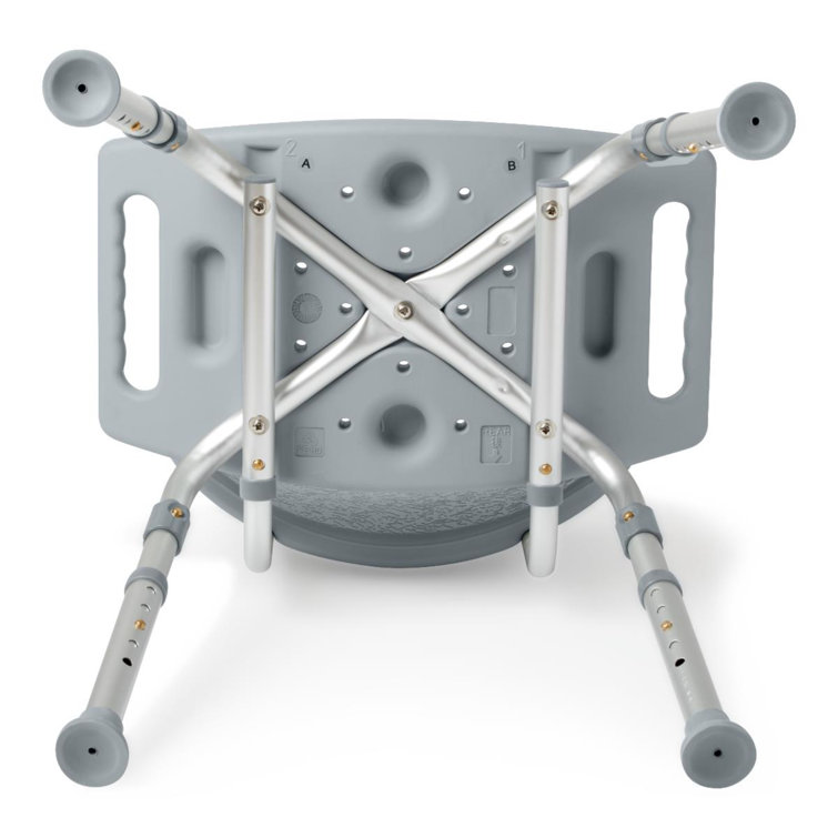 Gray Adjustable Height Shower Chair with Back Support
