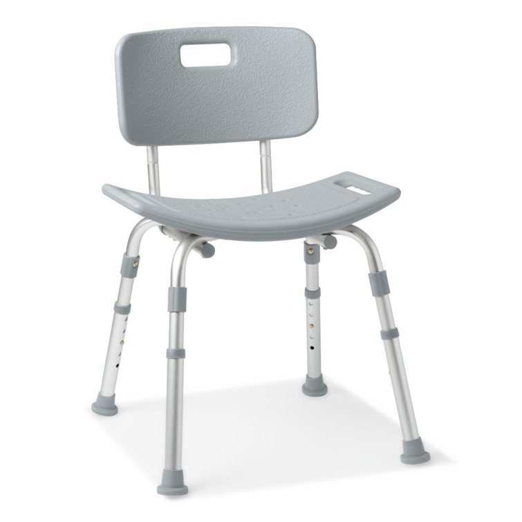 Gray Adjustable Height Shower Chair with Back Support