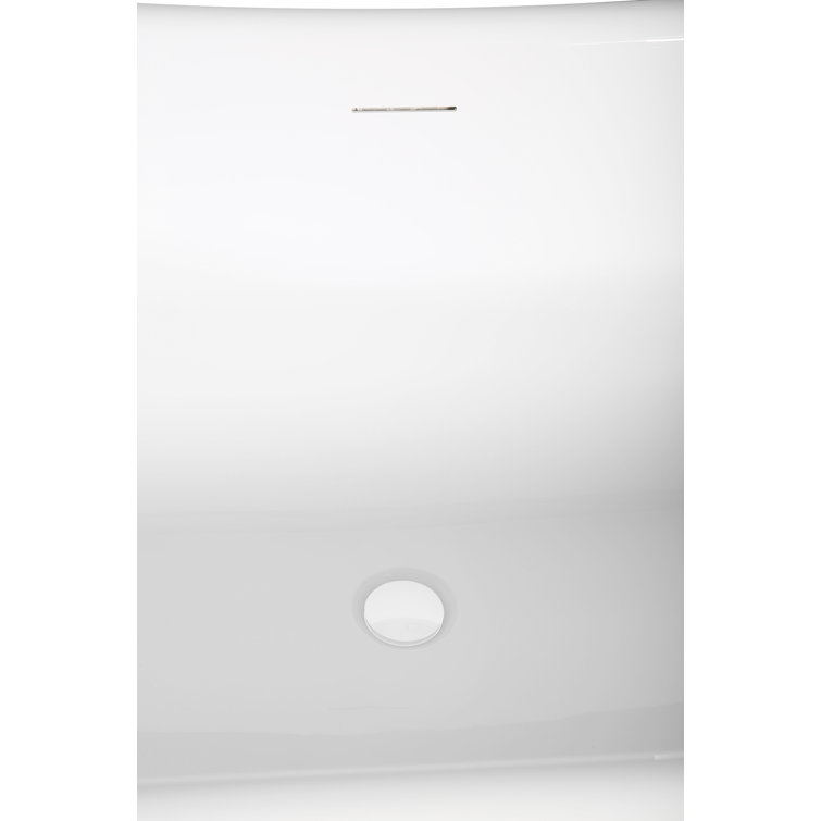66.5" Glossy White Acrylic Freestanding Soaking Tub with Tray