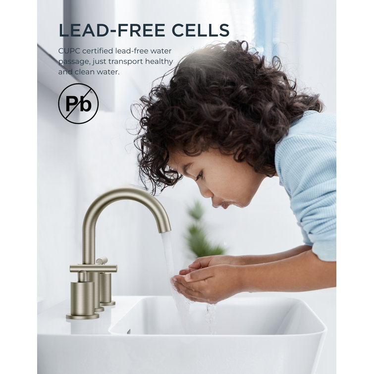 Brushed Nickel Widespread Bathroom Faucet with Drain Assembly