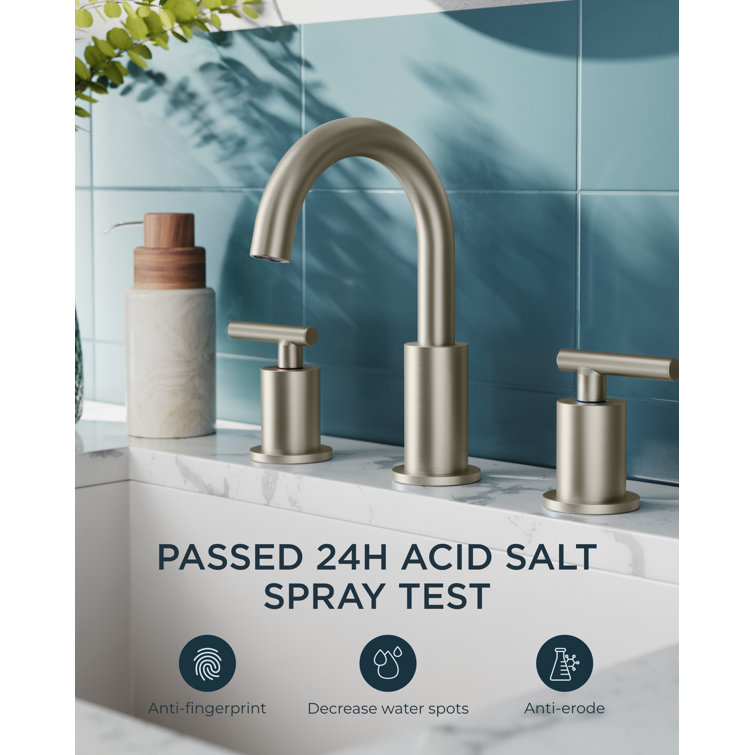 Brushed Nickel Widespread Bathroom Faucet with Drain Assembly