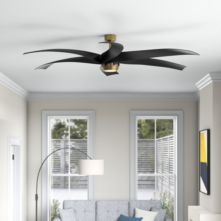 Vintage Brass 72'' Ceiling Fan with LED Light and Remote