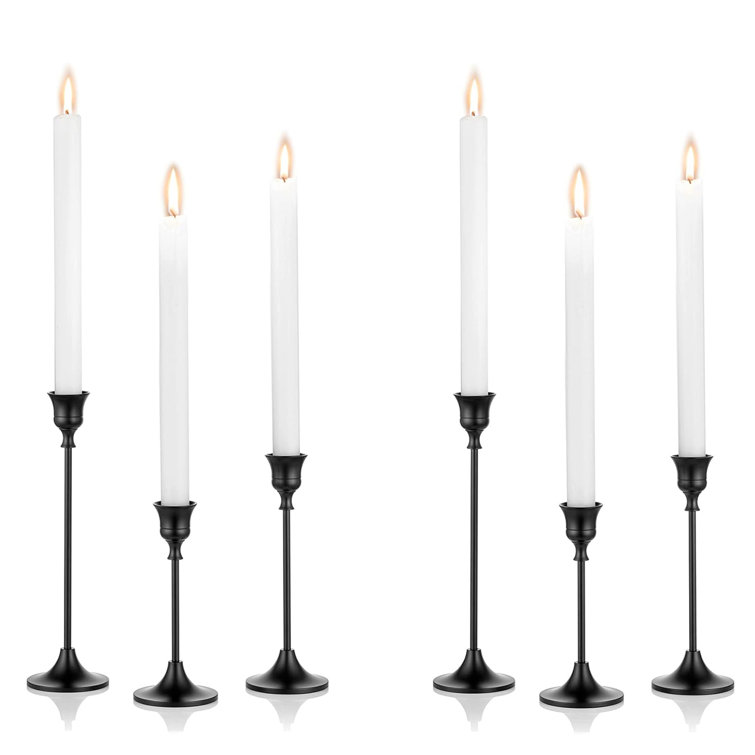 9.3'' Black Metal Tabletop Taper Candlestick Set