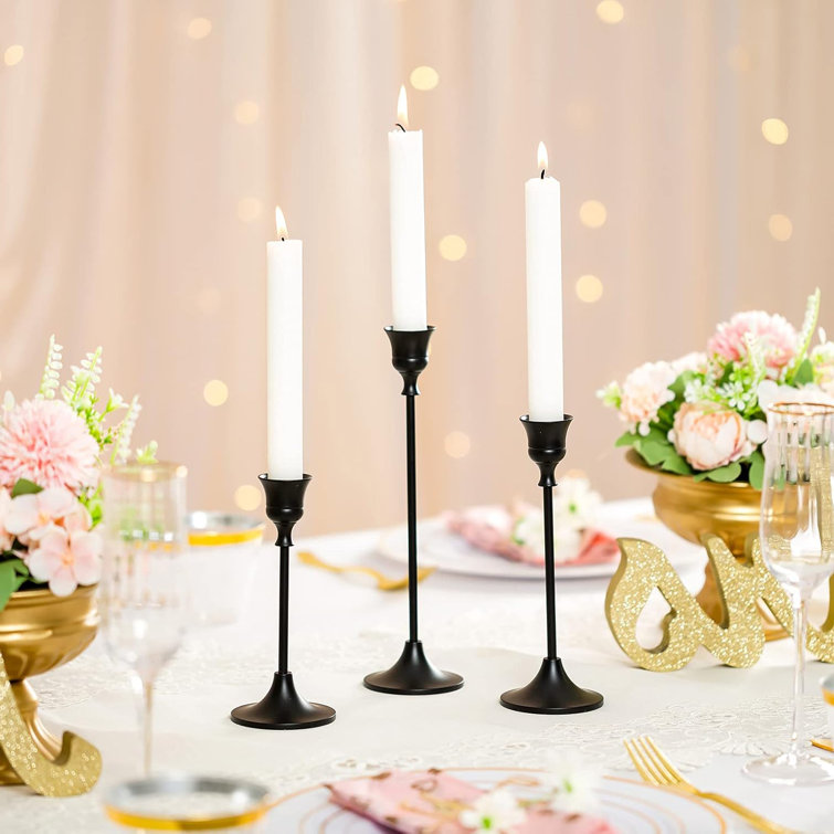 9.3'' Black Metal Tabletop Taper Candlestick Set