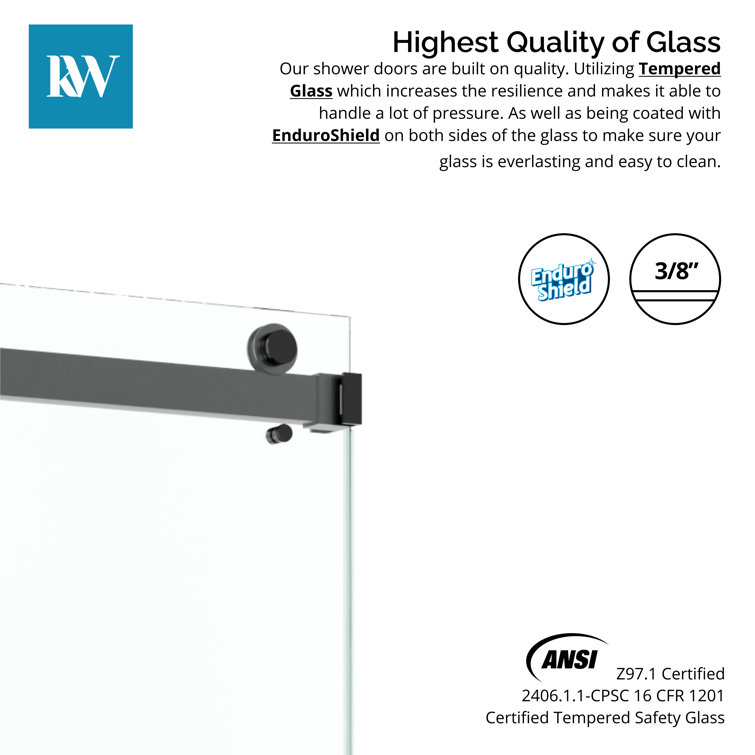72-Inch Matte Black Frameless Double Sliding Shower Door with Clear Glass