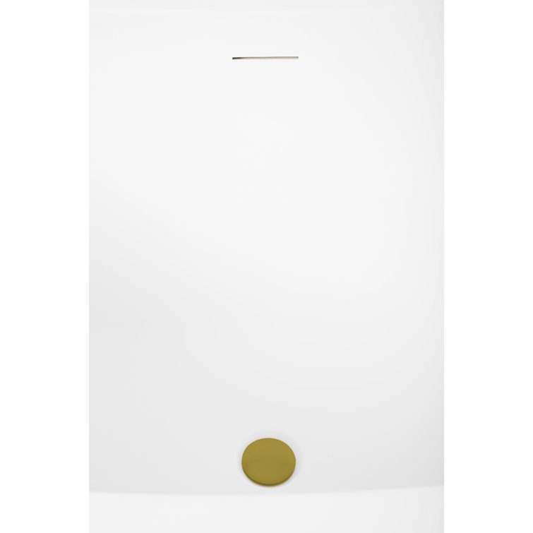 67" Matte White Acrylic Freestanding Soaking Tub with Brushed Gold Trim