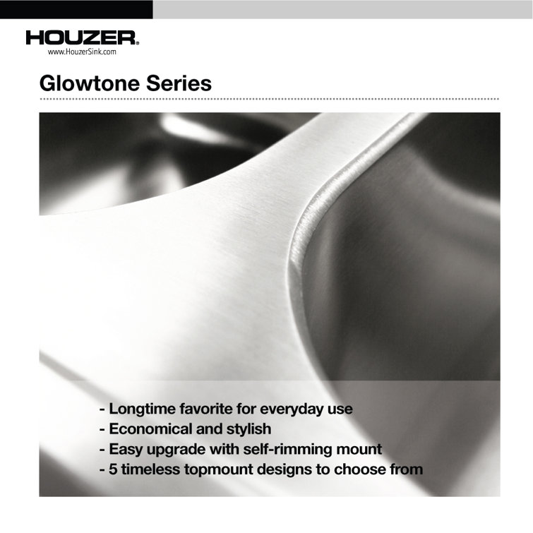 Glowtone 25" Stainless Steel Single Bowl Kitchen Sink with 4 Faucet Holes