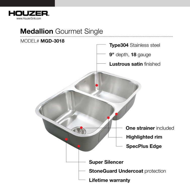 Medallion Gourmet 31.5'' Stainless Steel Double Bowl Kitchen Sink