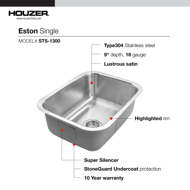 Eston 19" Stainless Steel Undermount Single Bowl Kitchen Sink