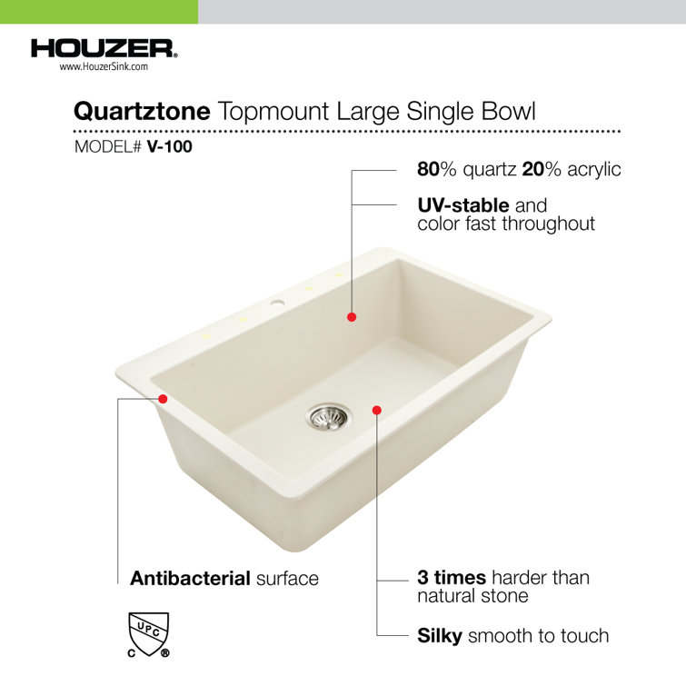 Mocha Granite Drop-In Single Bowl Kitchen Sink