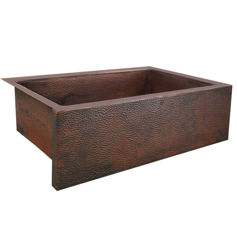 33" Antique Copper Farmhouse Apron-Front Kitchen Sink