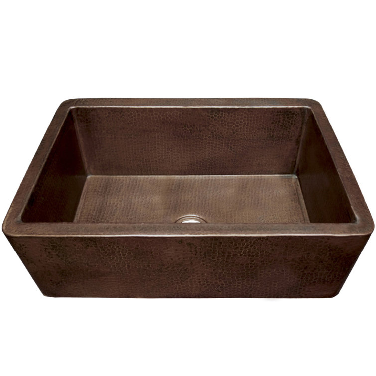 33" Antique Copper Hammered Farmhouse Kitchen Sink