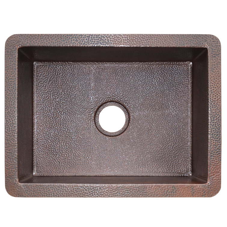 24" Antique Copper Hand-Hammered Single Bowl Undermount Sink