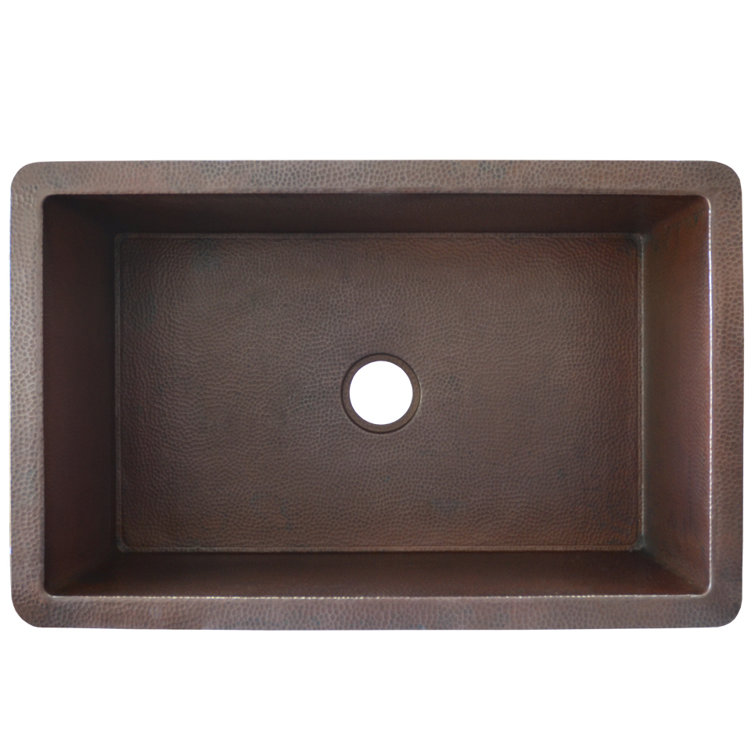 Antique Copper 33" Single Bowl Undermount Kitchen Sink