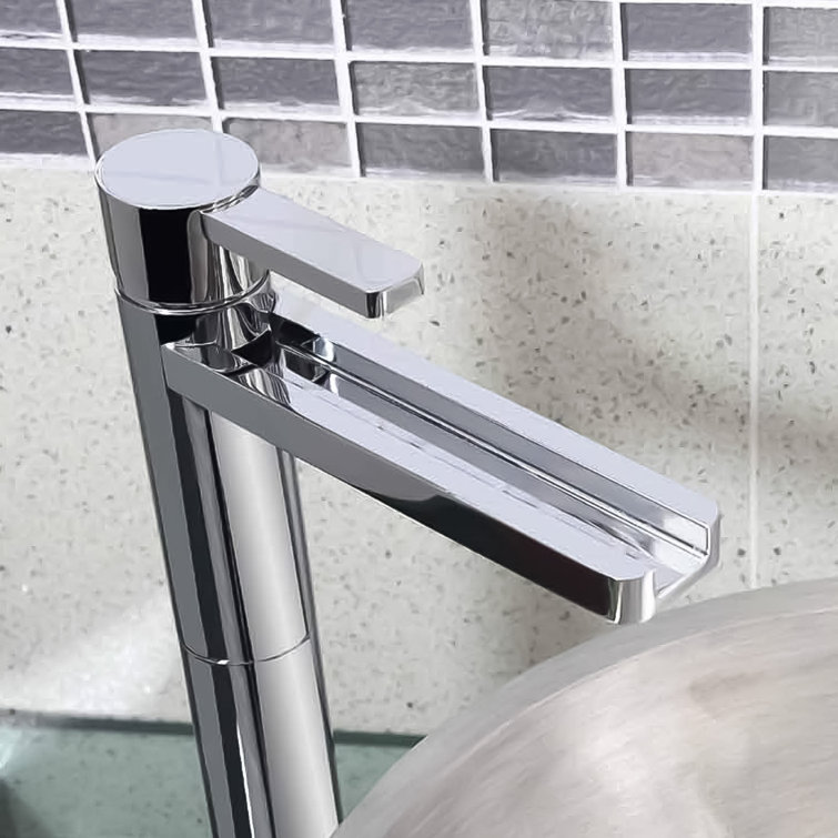 Polished Chrome Modern Single-Handle Waterfall Bathroom Faucet